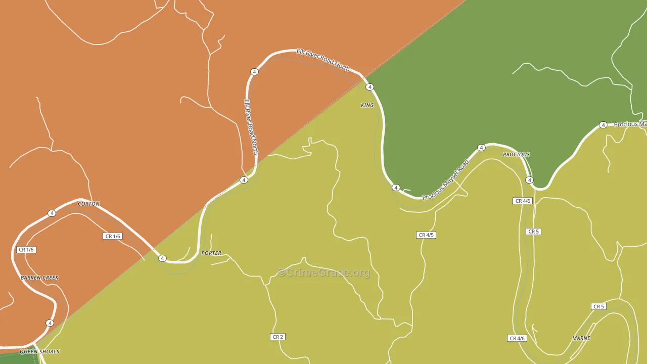 Corton, WV Map of Vehicle Theft Rates