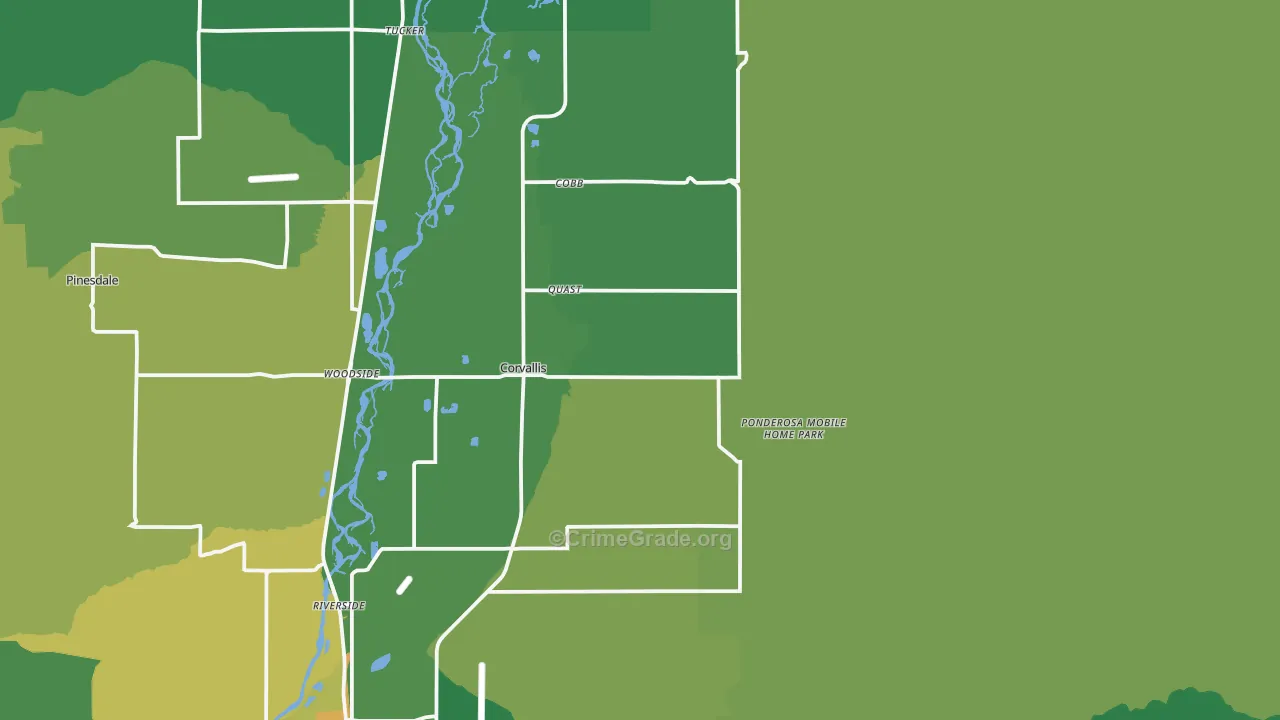 Corvallis, MT Map of Vehicle Theft Rates