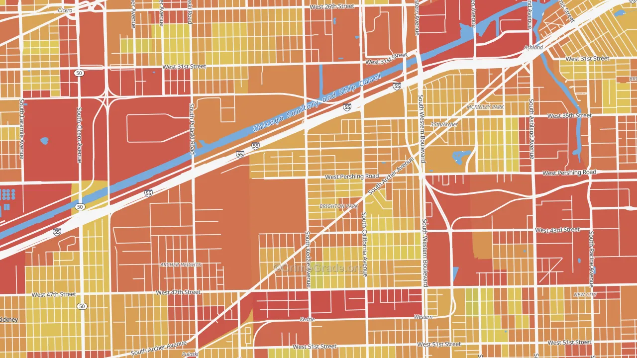 Corwith, Chicago, IL Map of Vehicle Theft Rates