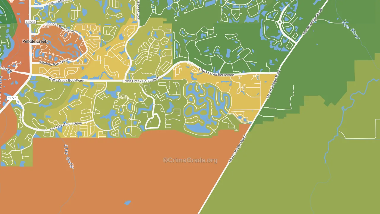 Cory Lake Isles, Tampa, FL Map of Vehicle Theft Rates