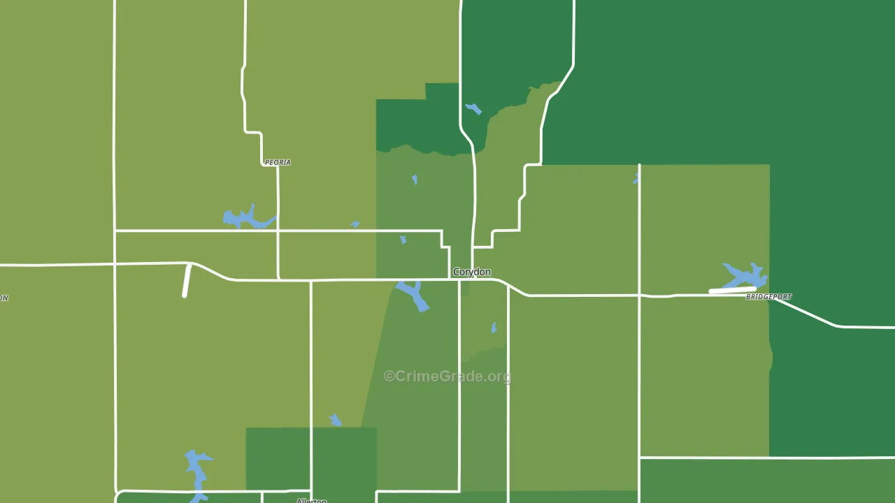 Corydon, IA Map of Vehicle Theft Rates