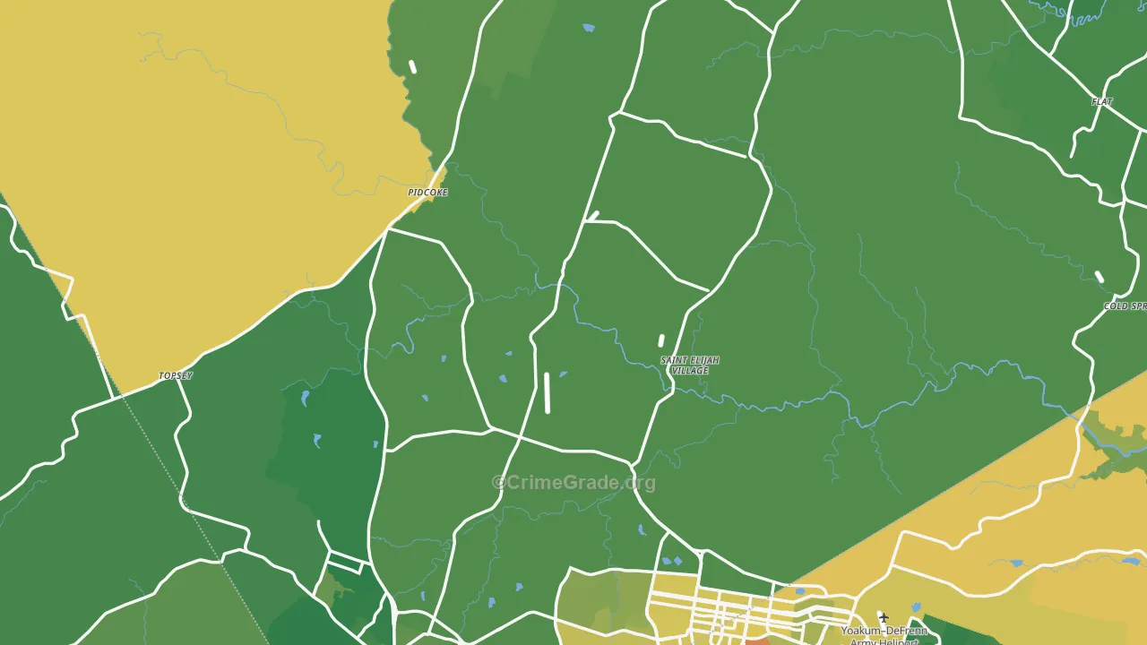Coryell County, TX Map of Vehicle Theft Rates