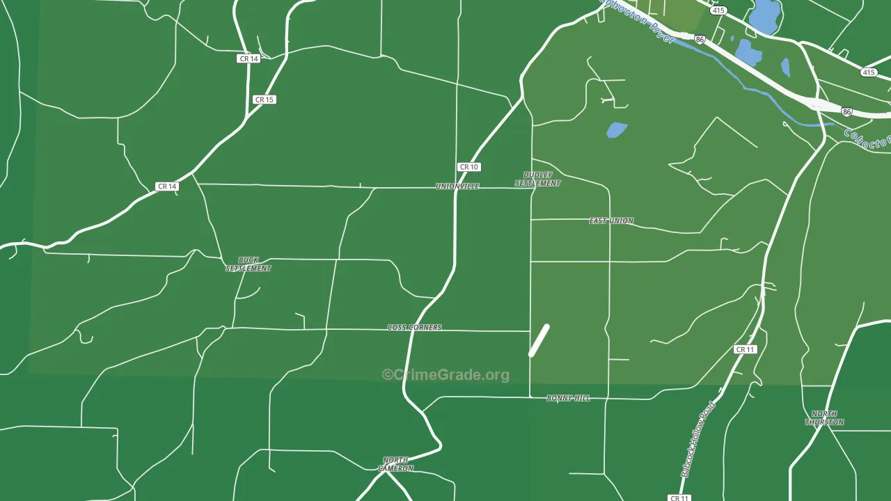 Coss Corners, NY Map of Vehicle Theft Rates