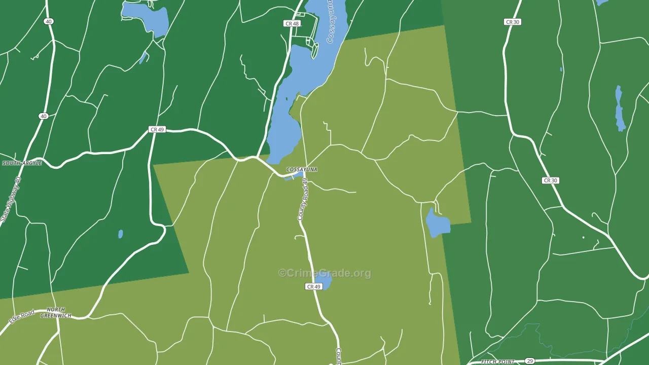 Cossayuna, NY Map of Vehicle Theft Rates