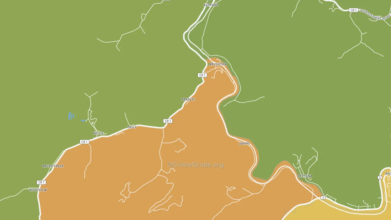 Costa, WV Map of Vehicle Theft Rates
