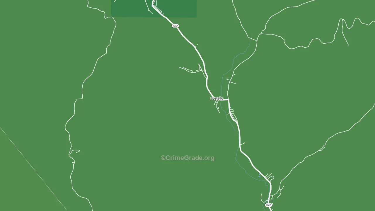 Costello, PA Map of Vehicle Theft Rates