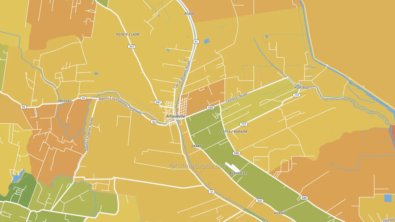 Coteau Rodaire, LA Map of Vehicle Theft Rates