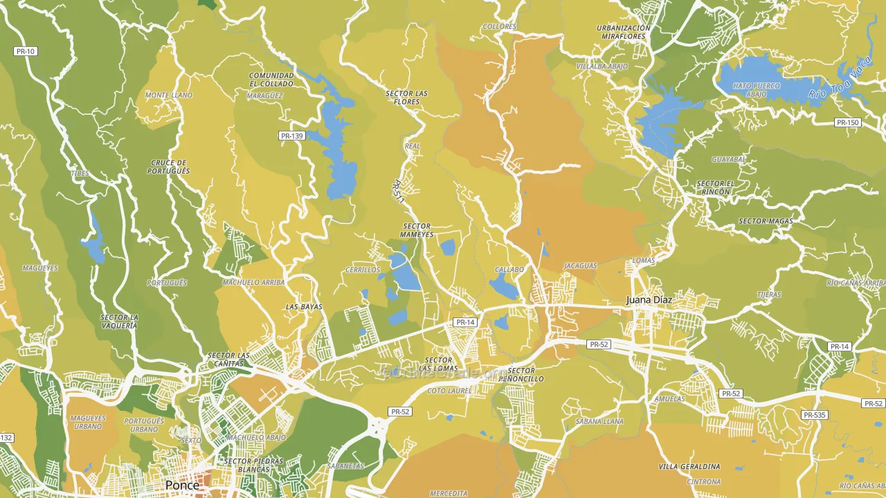 Coto Laurel, PR Map of Vehicle Theft Rates