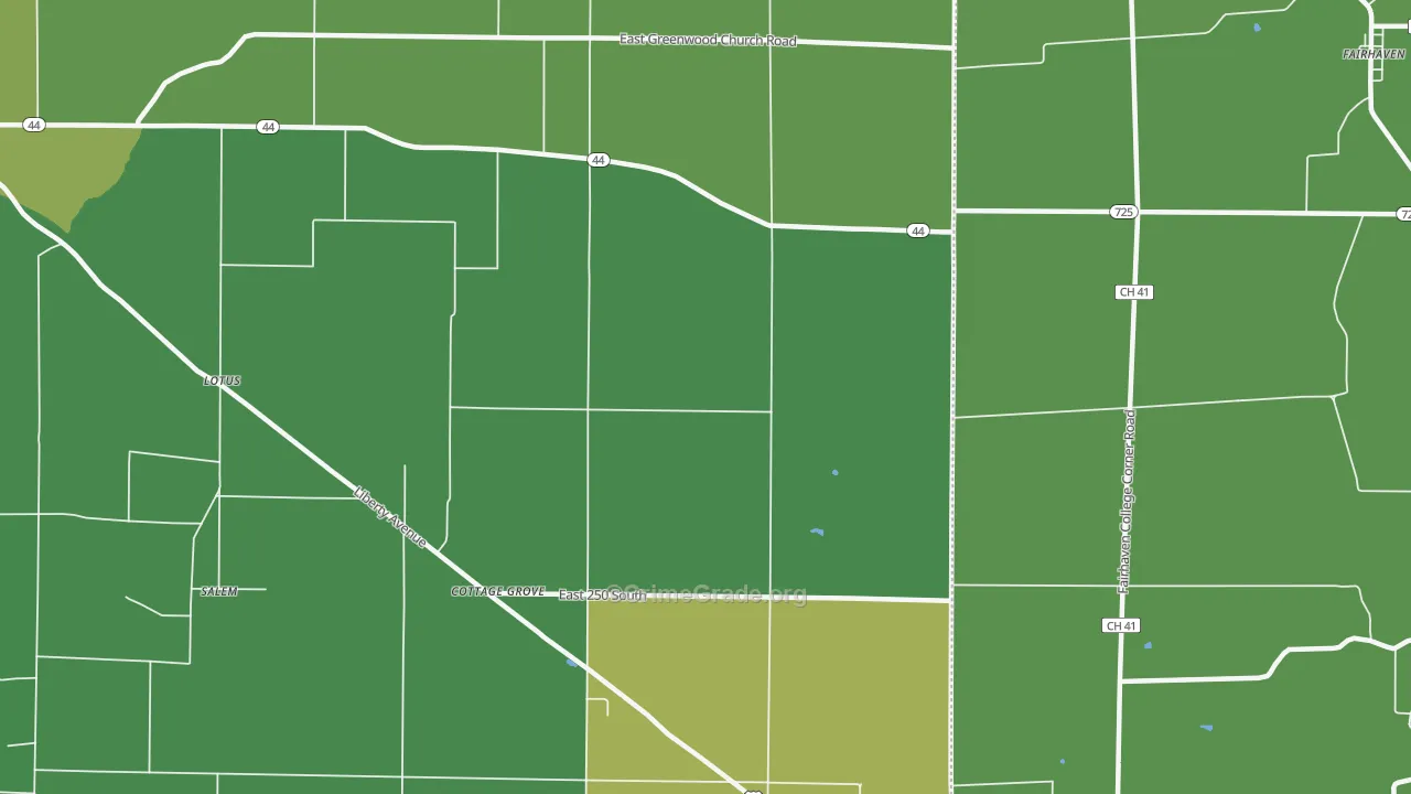 Cottage Grove, IN Map of Vehicle Theft Rates