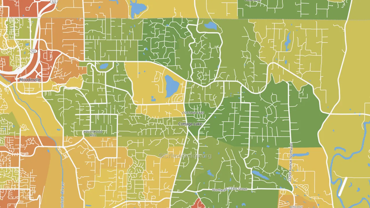 Cottage Lake, WA Map of Vehicle Theft Rates