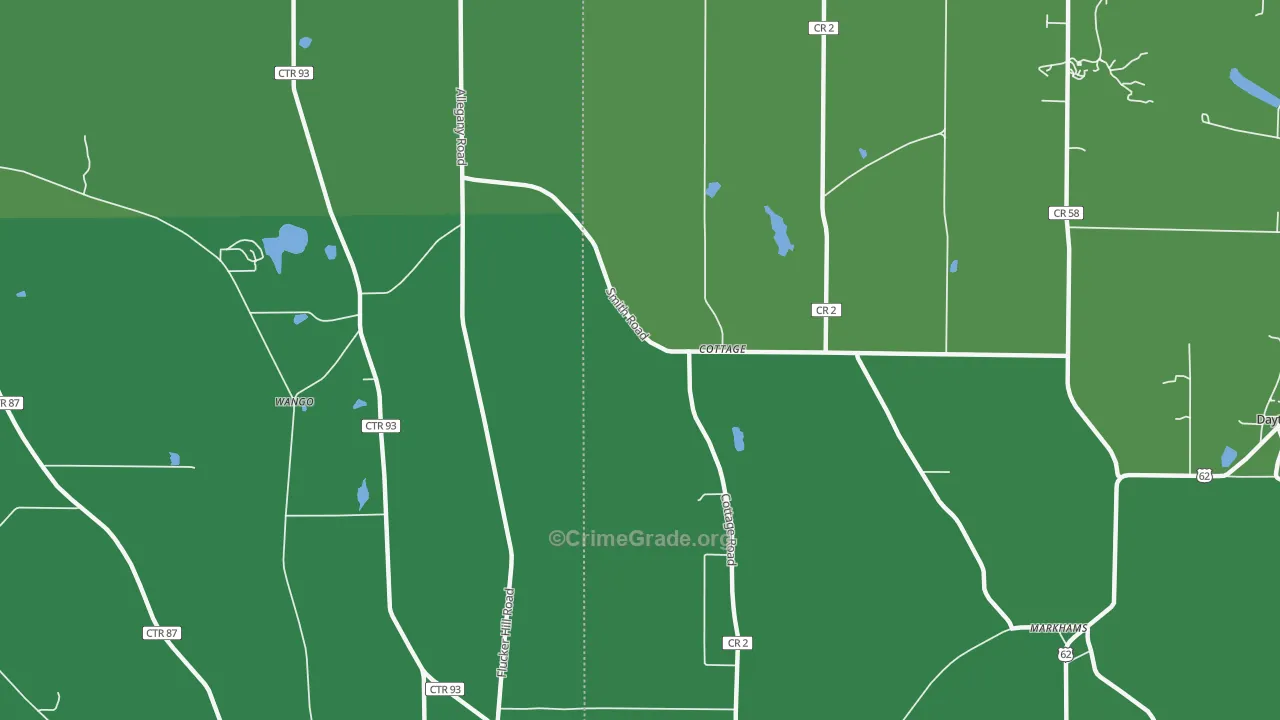 Cottage, NY Map of Vehicle Theft Rates