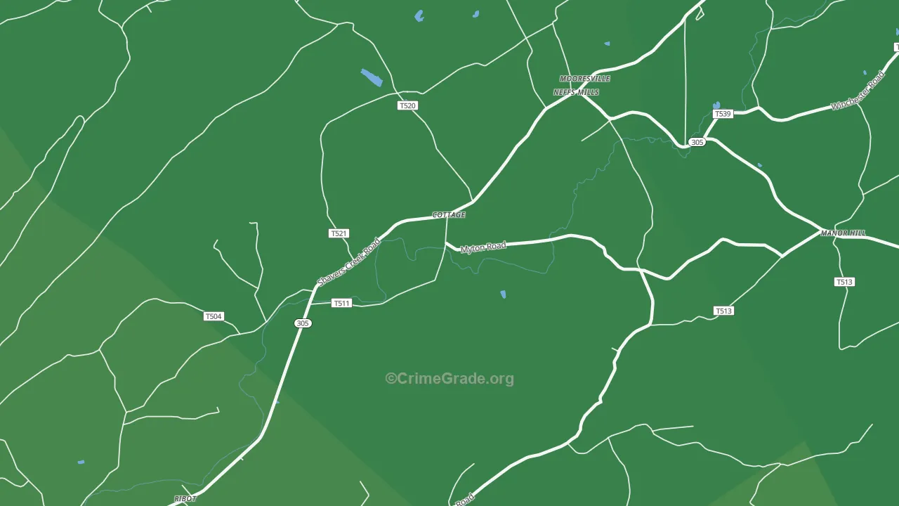 Cottage, PA Map of Vehicle Theft Rates