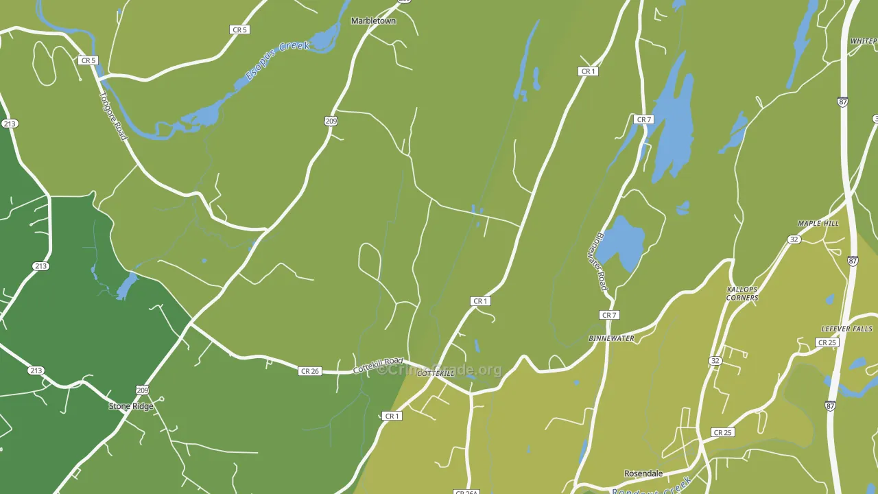 Cottekill, NY Map of Vehicle Theft Rates
