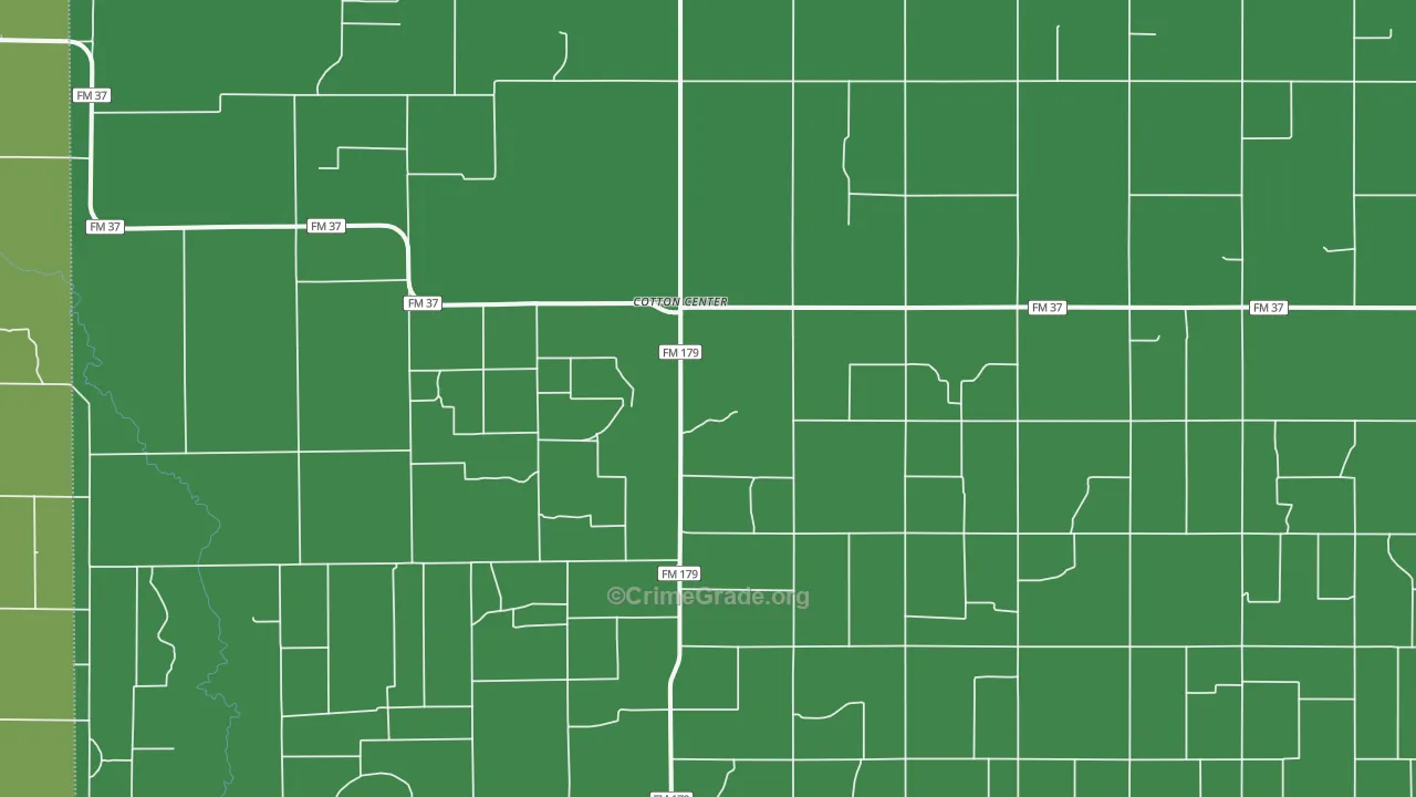 Cotton Center, TX Map of Vehicle Theft Rates