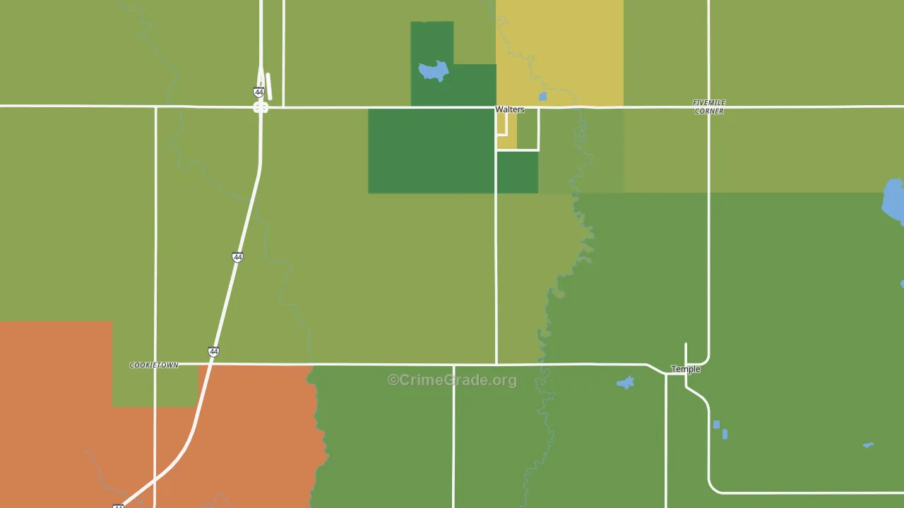 Cotton County, OK Map of Vehicle Theft Rates