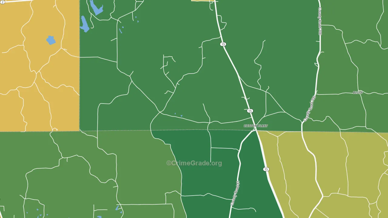 Cotton Plant, MS Map of Vehicle Theft Rates