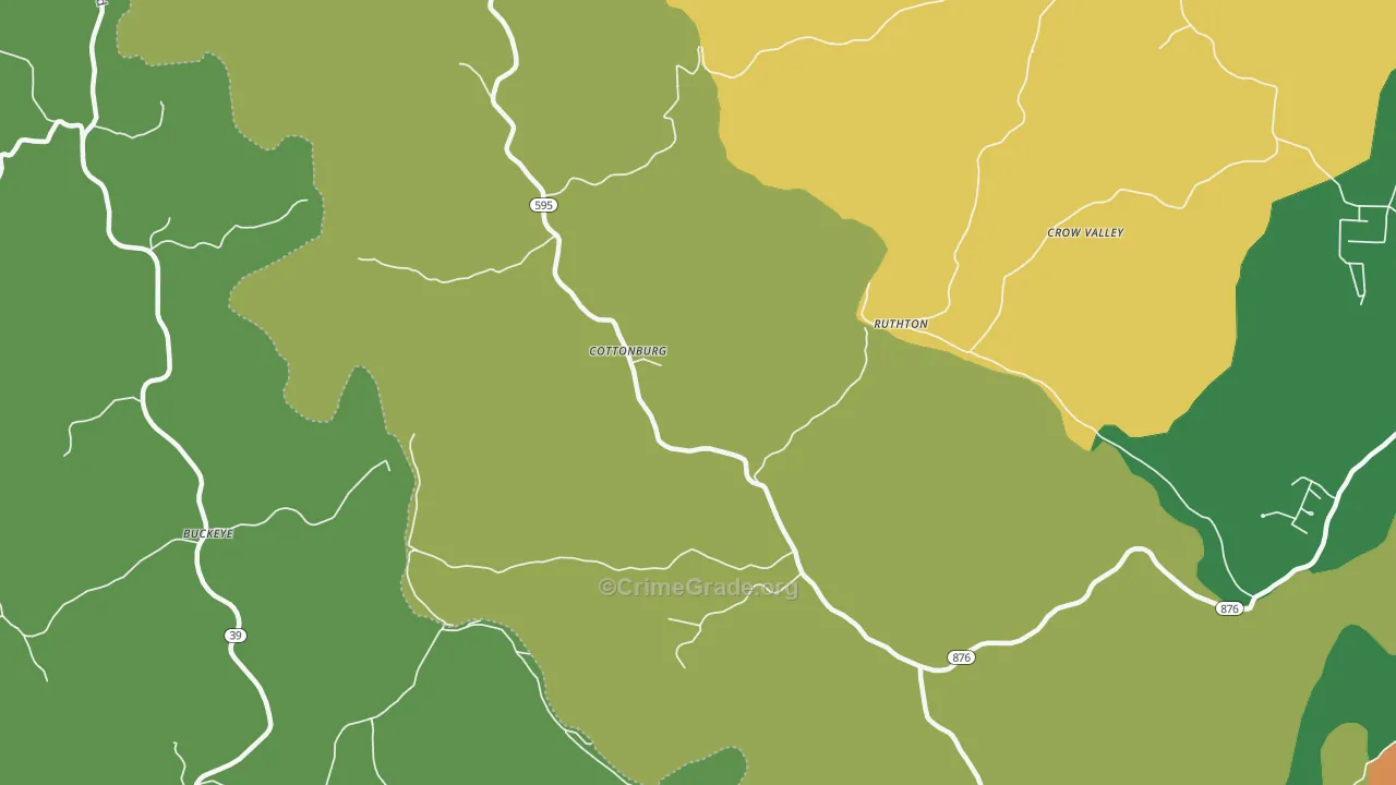 Cottonburg, KY Map of Vehicle Theft Rates