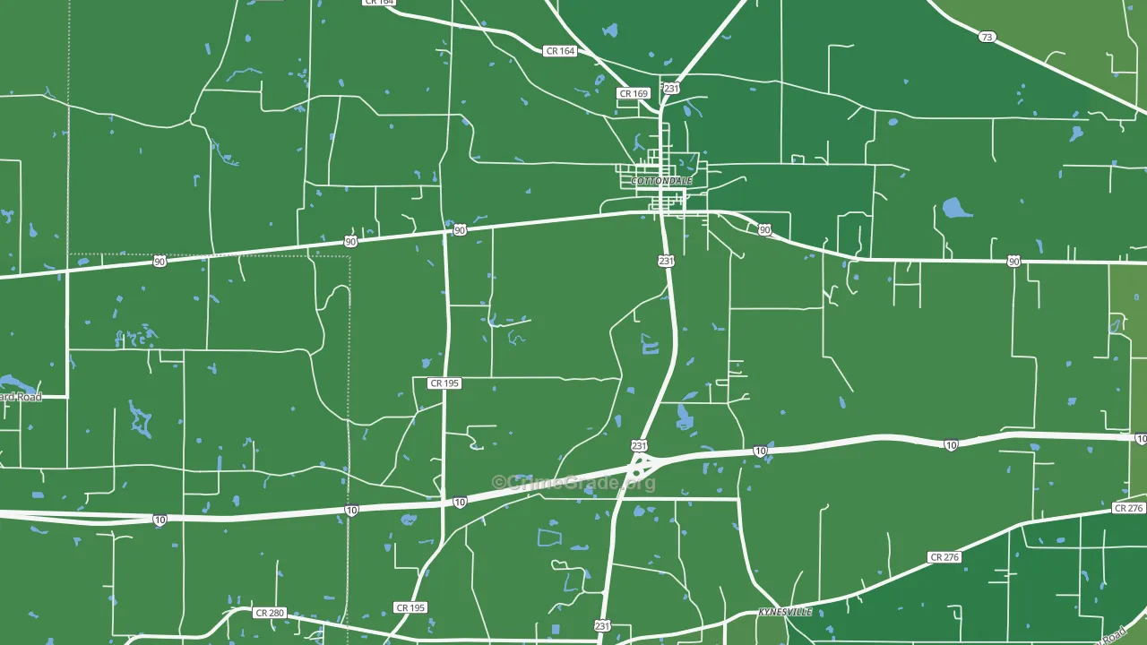 Cottondale, FL Map of Vehicle Theft Rates
