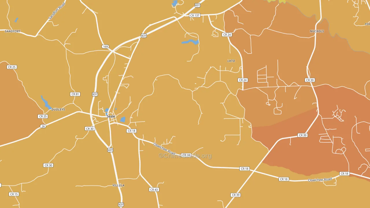 Cottonton, AL Map of Vehicle Theft Rates