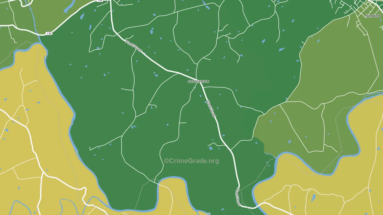 Cottonville, NC Map of Vehicle Theft Rates