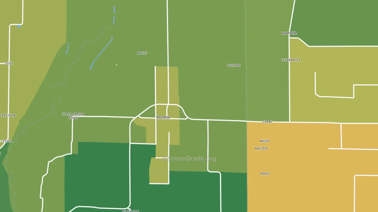 Cottonwood Corner, AR Map of Vehicle Theft Rates