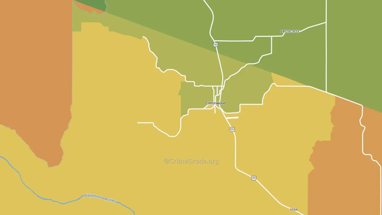 Cottonwood, ID Map of Vehicle Theft Rates