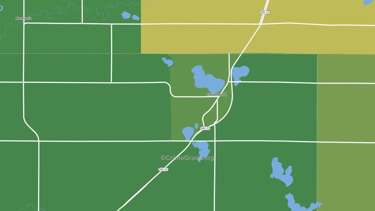 Cottonwood, MN Map of Vehicle Theft Rates