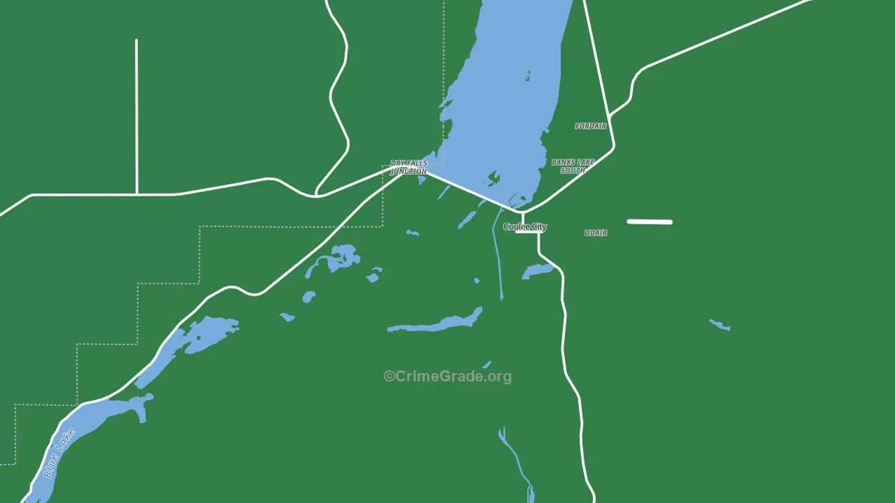 Coulee City, WA Map of Vehicle Theft Rates