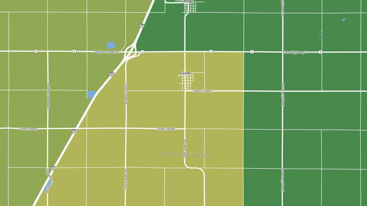 Coulter, IA Map of Vehicle Theft Rates