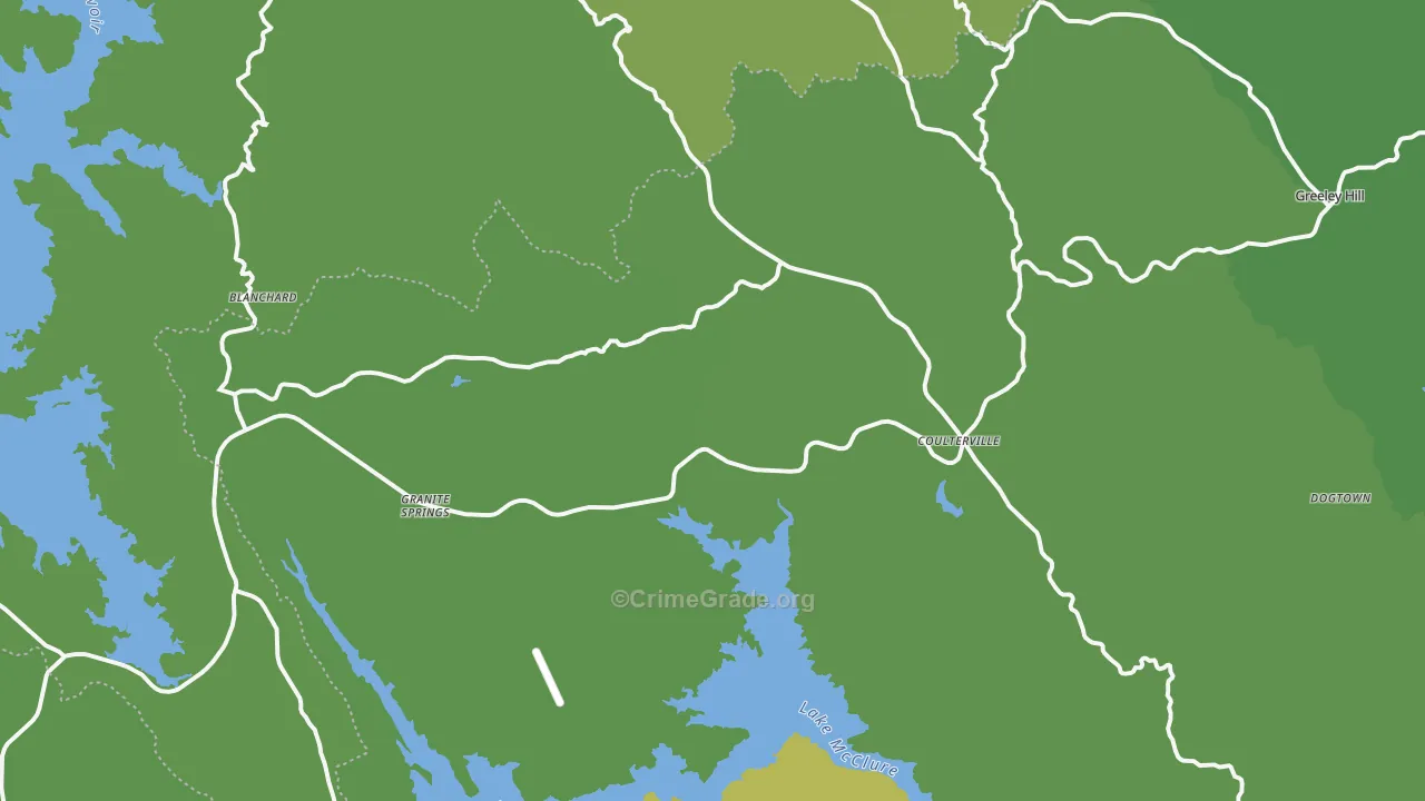 Coulterville, CA Map of Vehicle Theft Rates