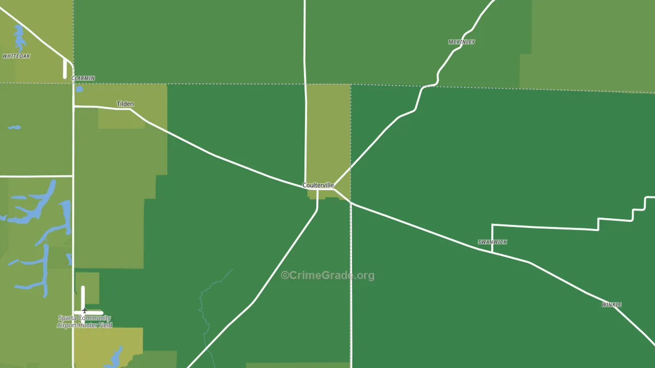 Coulterville, IL Map of Vehicle Theft Rates