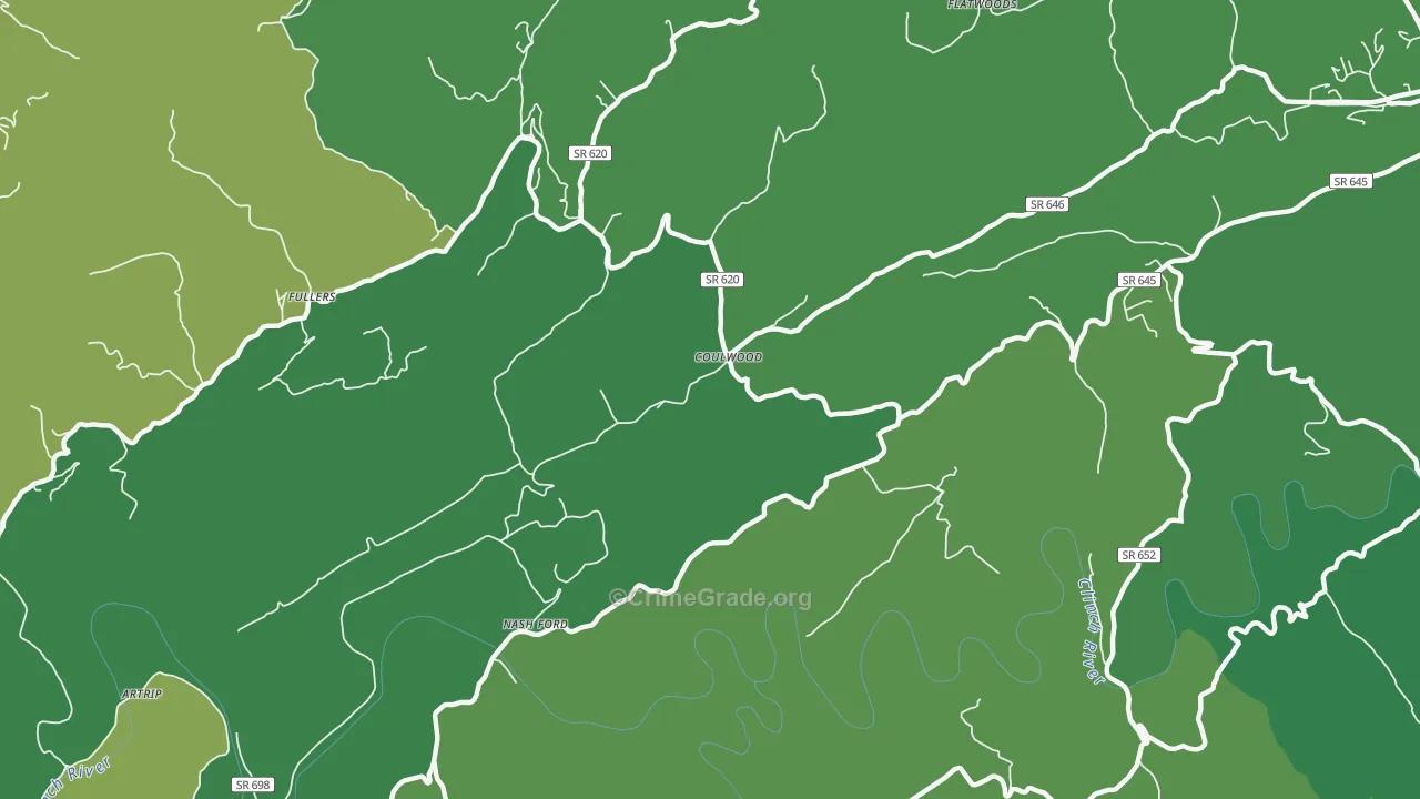 Coulwood, VA Map of Vehicle Theft Rates