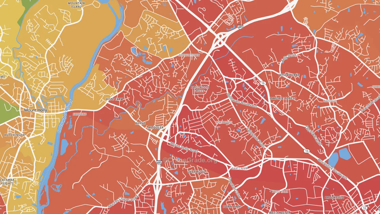 Coulwood West, Charlotte, NC Map of Vehicle Theft Rates