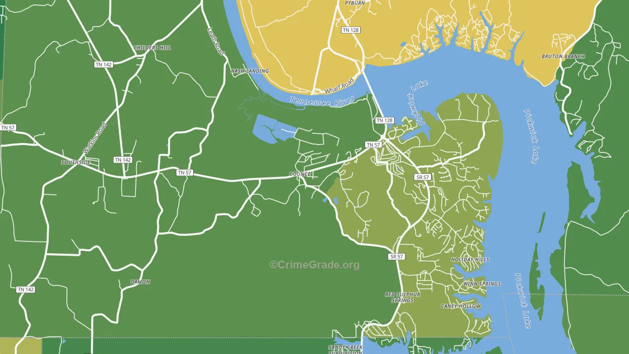Counce, TN Map of Vehicle Theft Rates