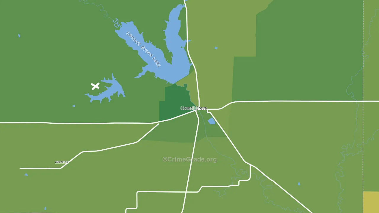 Council Grove, KS Map of Vehicle Theft Rates