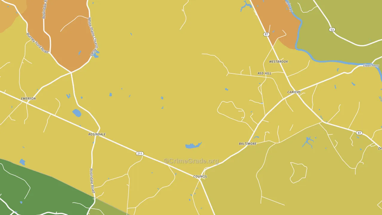 Council, NC Map of Vehicle Theft Rates