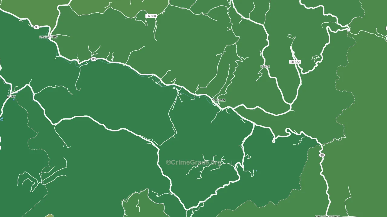 Council, VA Map of Vehicle Theft Rates