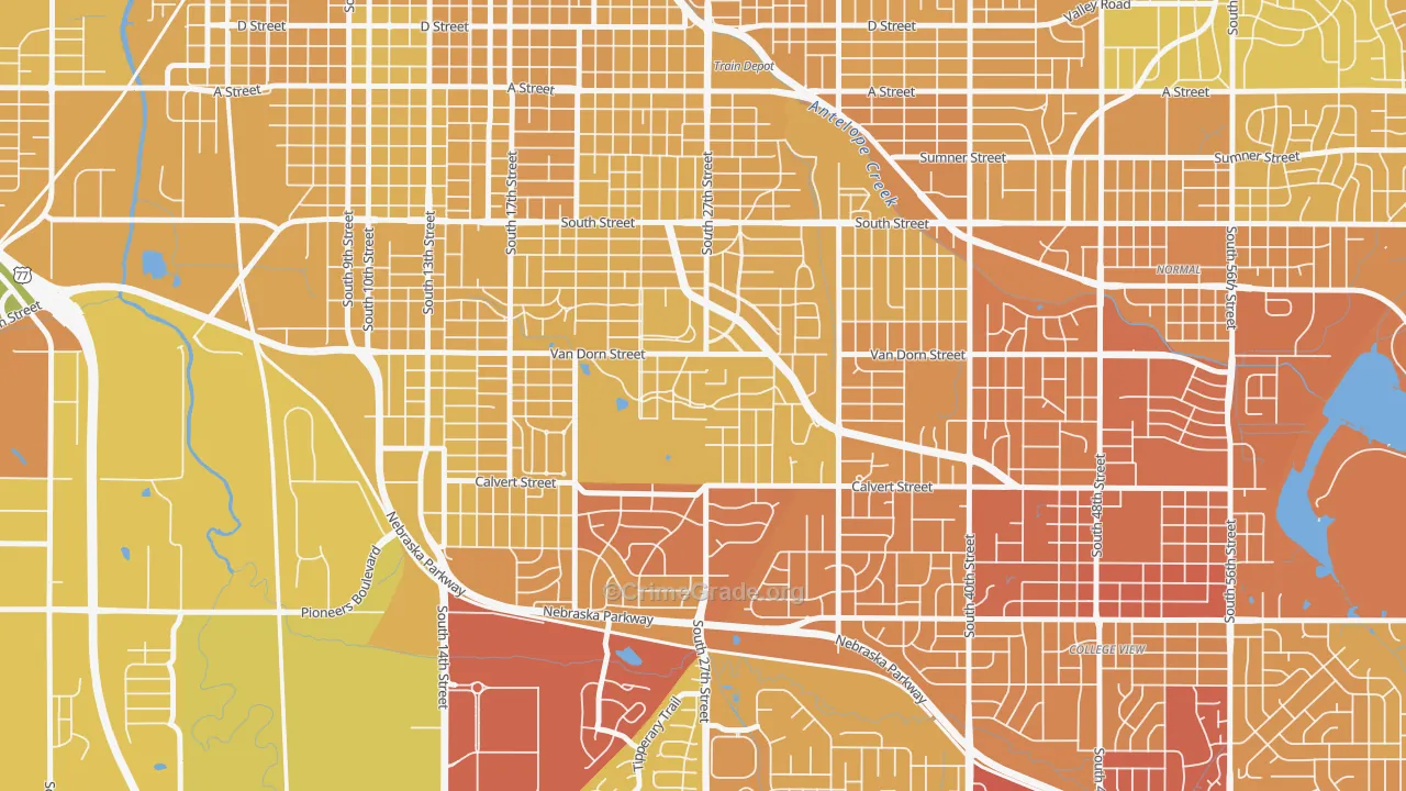 Country Club, Lincoln, NE Map of Vehicle Theft Rates