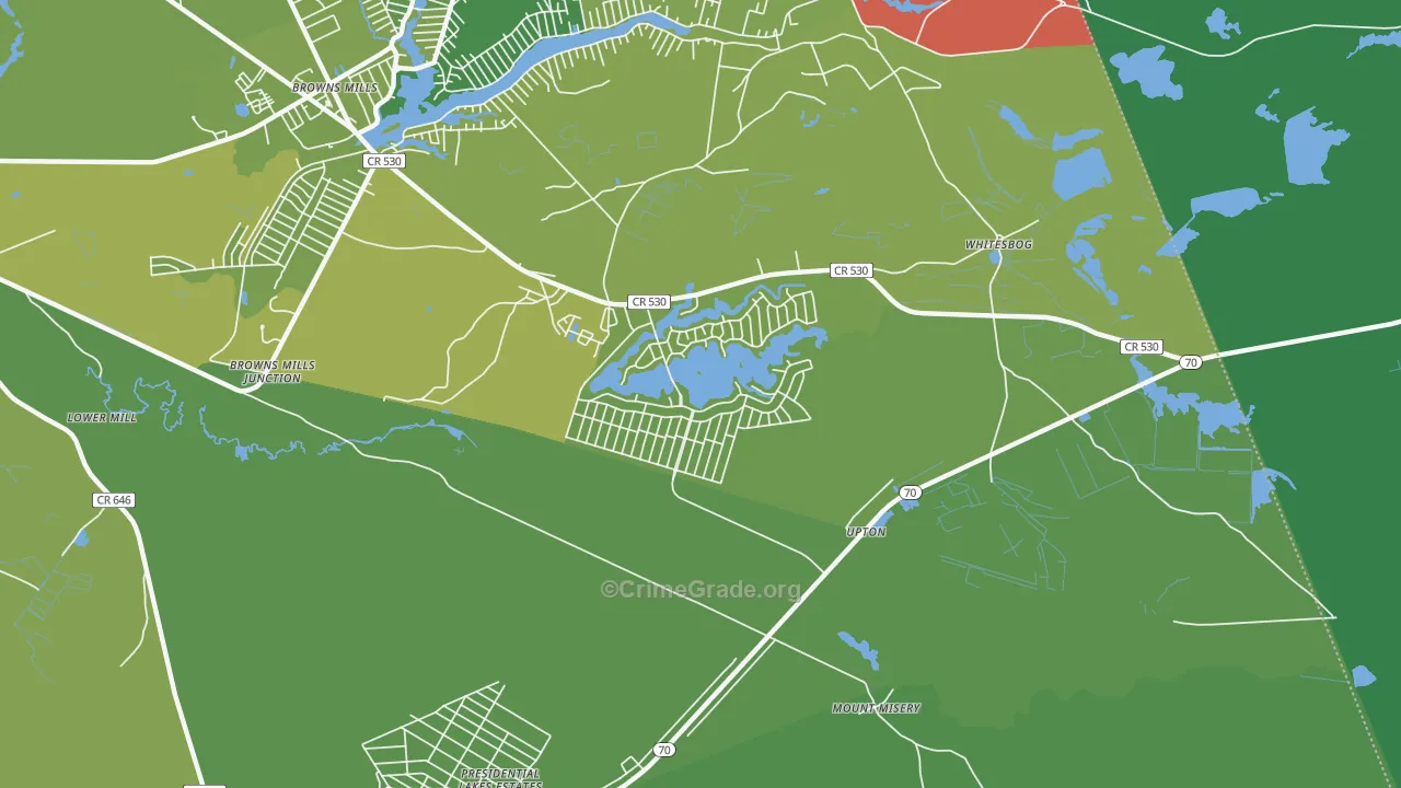 Country Lake Estates, NJ Map of Vehicle Theft Rates