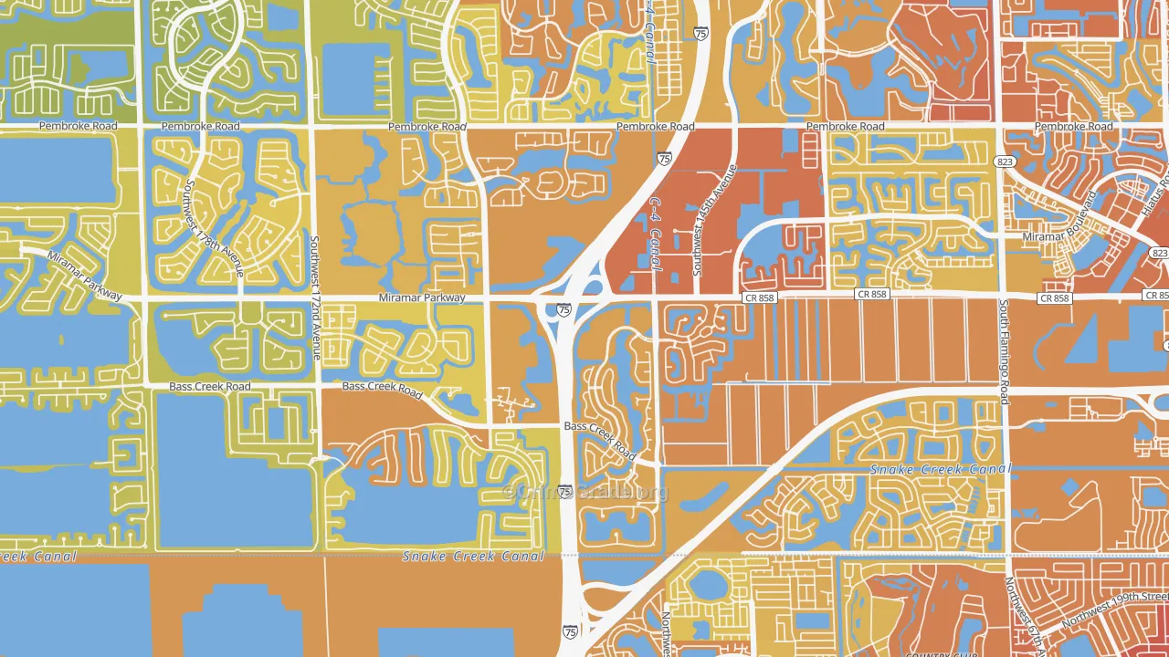 Country Lakes, Miramar, FL Map of Vehicle Theft Rates