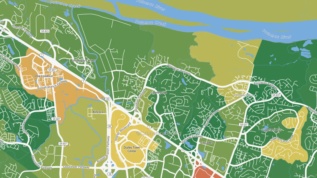 Countryside, VA Map of Vehicle Theft Rates