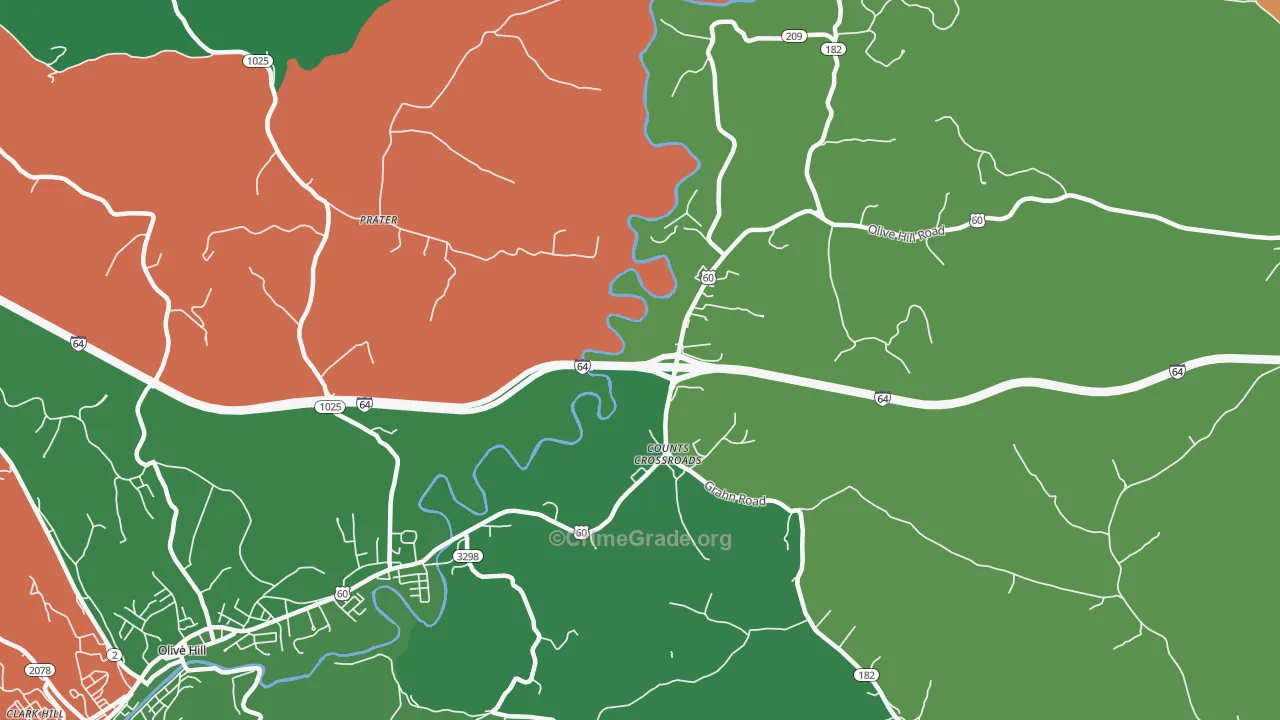 Counts Crossroads, KY Map of Vehicle Theft Rates