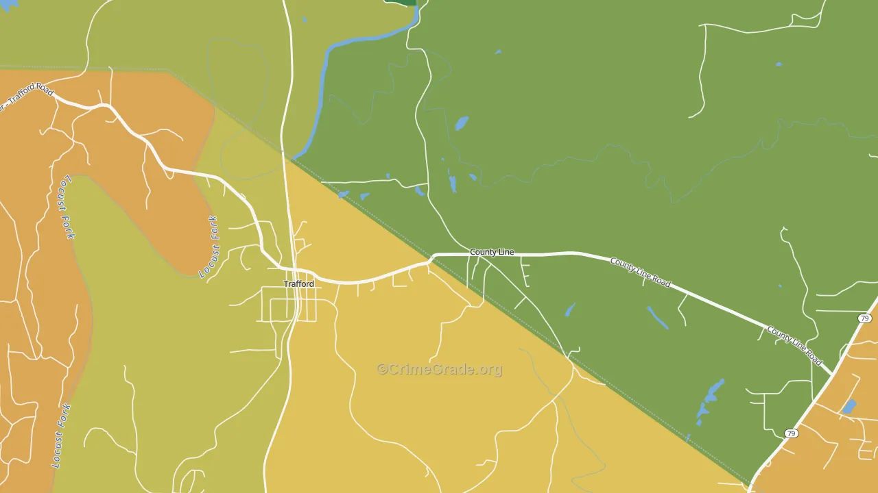 County Line, AL Map of Vehicle Theft Rates