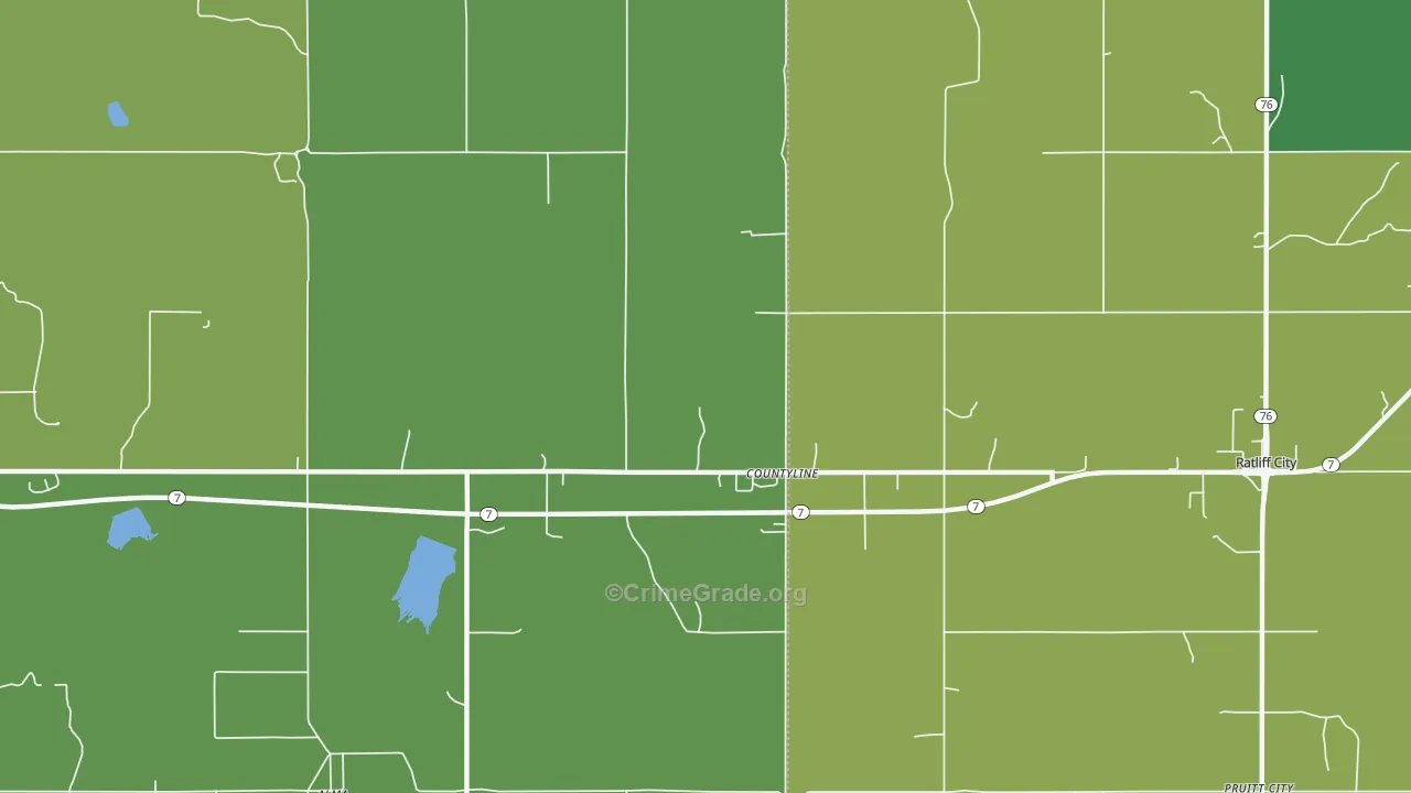 Countyline, OK Map of Vehicle Theft Rates