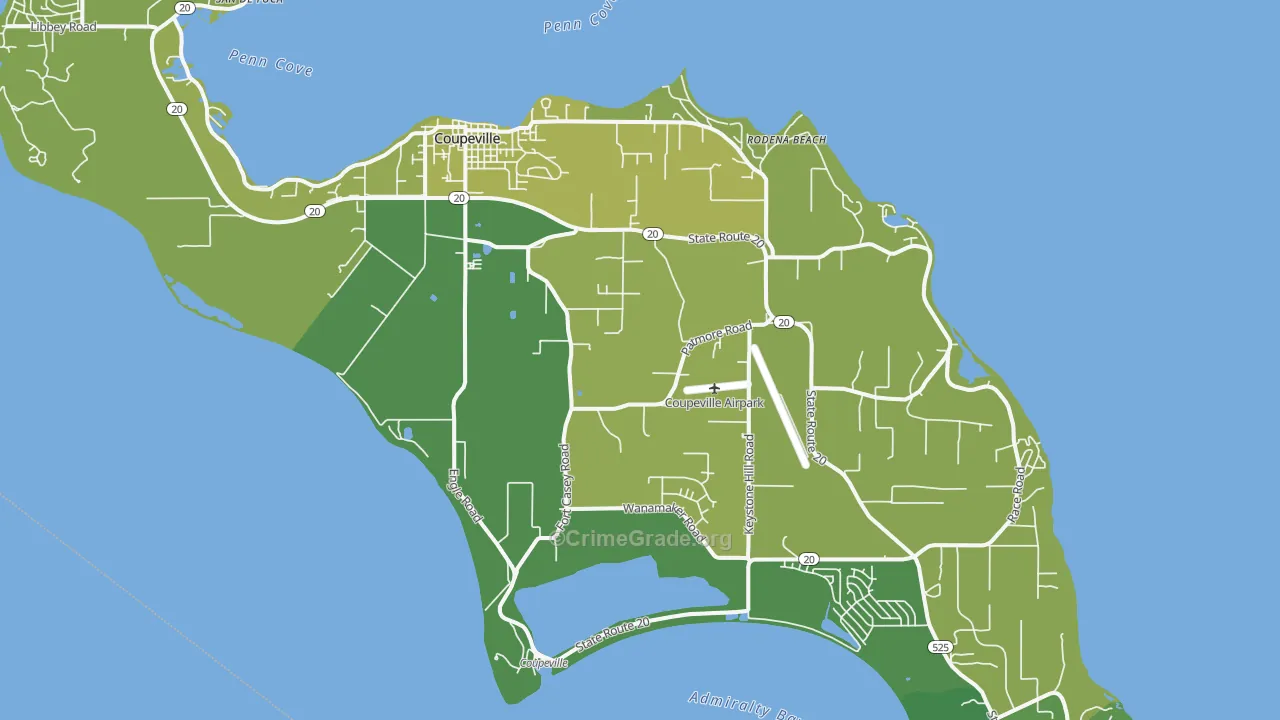 Coupeville, WA Map of Vehicle Theft Rates