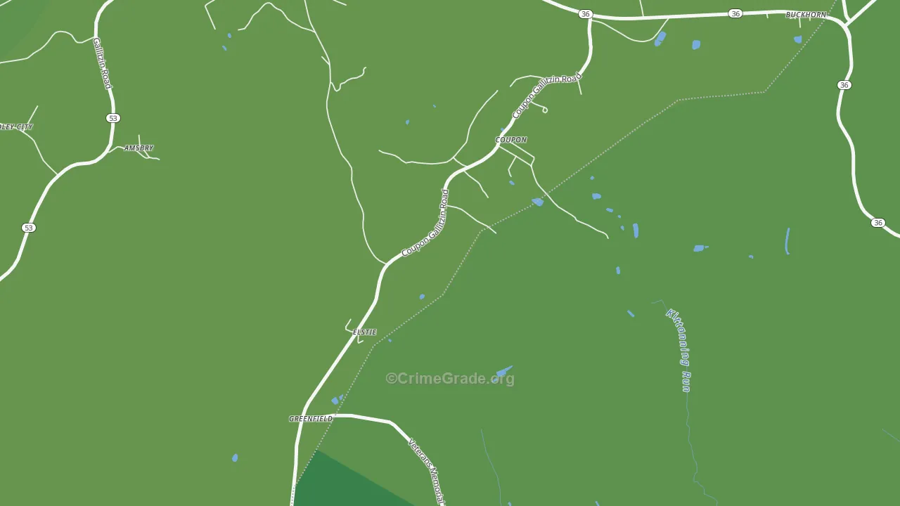 Coupon, PA Map of Vehicle Theft Rates