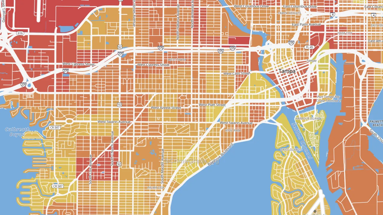Courier City, Tampa, FL Map of Vehicle Theft Rates