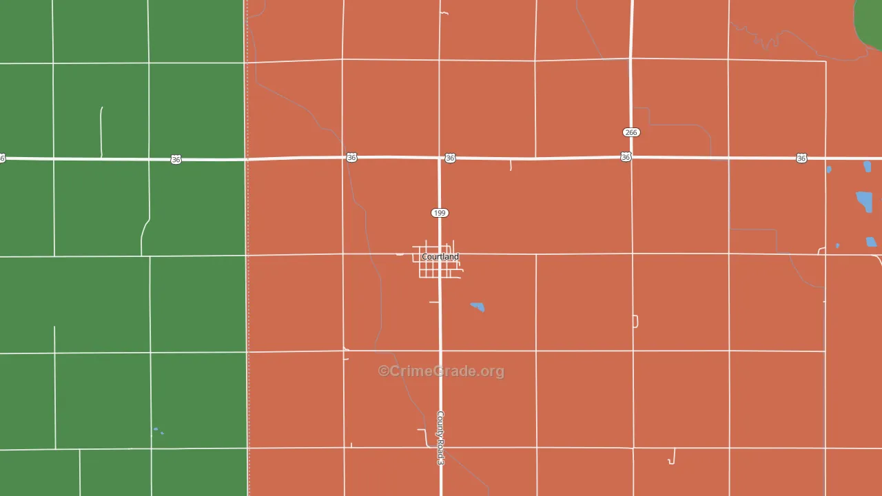 Courtland, KS Map of Vehicle Theft Rates