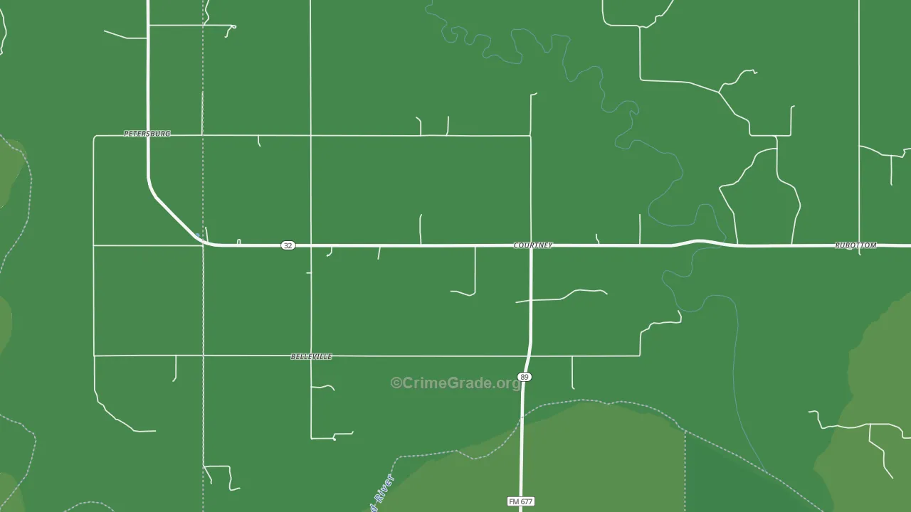 Courtney, OK Map of Vehicle Theft Rates