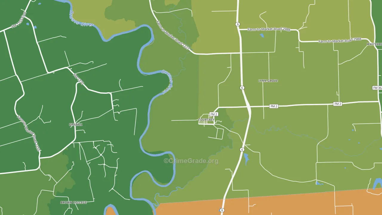 Courtney, TX Map of Vehicle Theft Rates